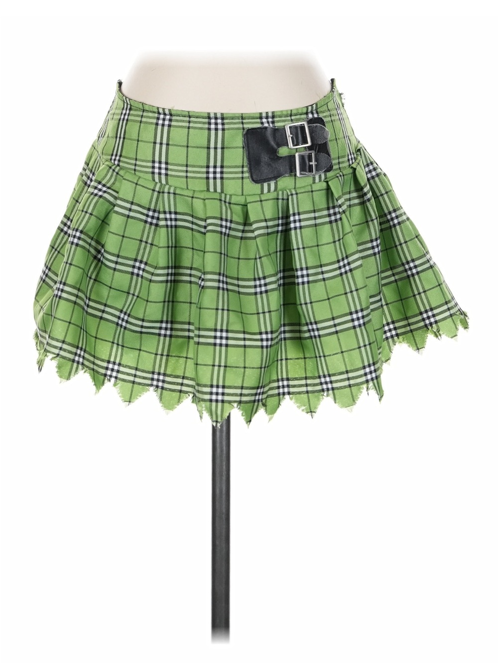 Lip Service Lime Green Plaid Mini Skirt with Buckle
